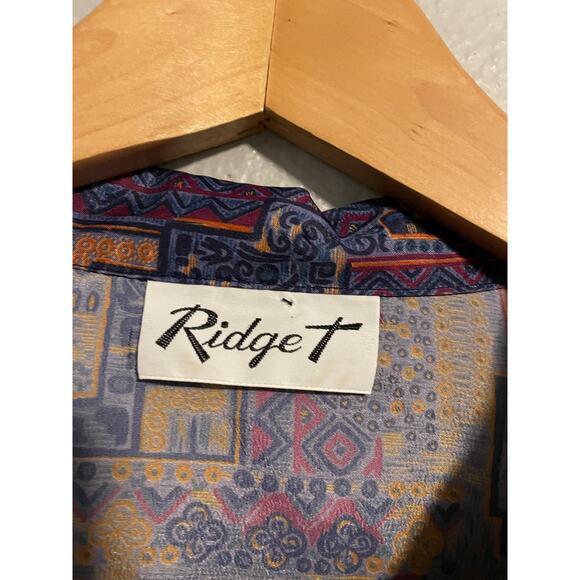 Vintage Ridge T Shirt Womens Large Blue Purple Abstract Button Up Blouse 90s Top - Picture 2 of 6